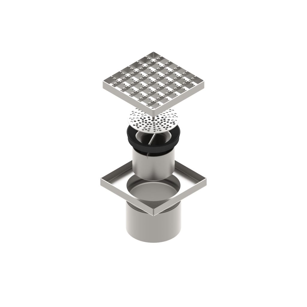 ROZSDAMENTES szifon 150x150, csúszásmentes grillsütő típusú függőleges kimenettel DN110 L15 151x151x130 (0525.10.11.3.3-1-EU)