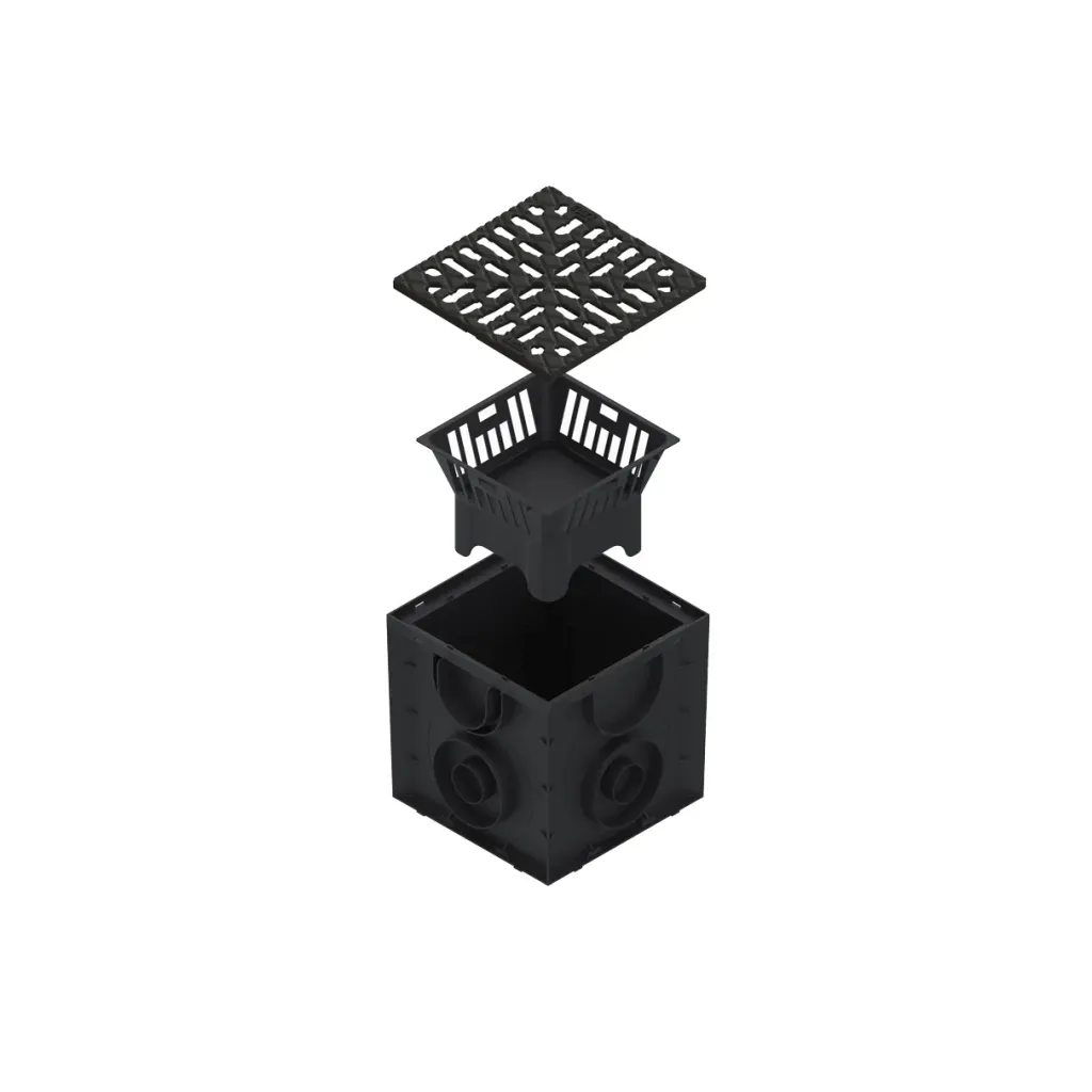 Kandallókészlet PP EASY négyzet Fekete grill öntöttvas A15 250x250 levélvédő kosárral (0867031)