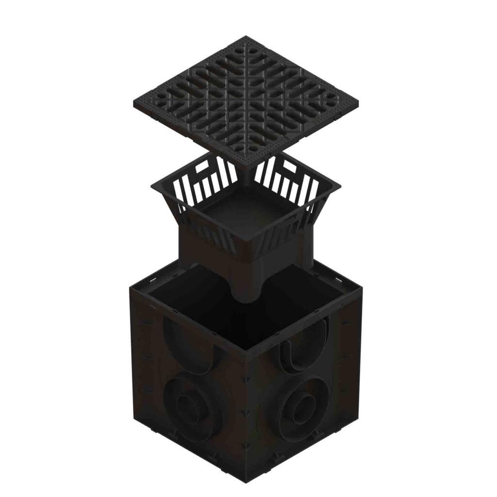 Kandallókészlet PP EASY square Fekete levélvédő kosárral és grillezővel PP A15 250x250 (0867081)