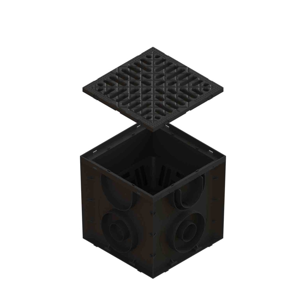 Kandallókészlet PP EASY square Fekete levélvédő kosárral és grillezővel PP A15 250x250 (0867081)