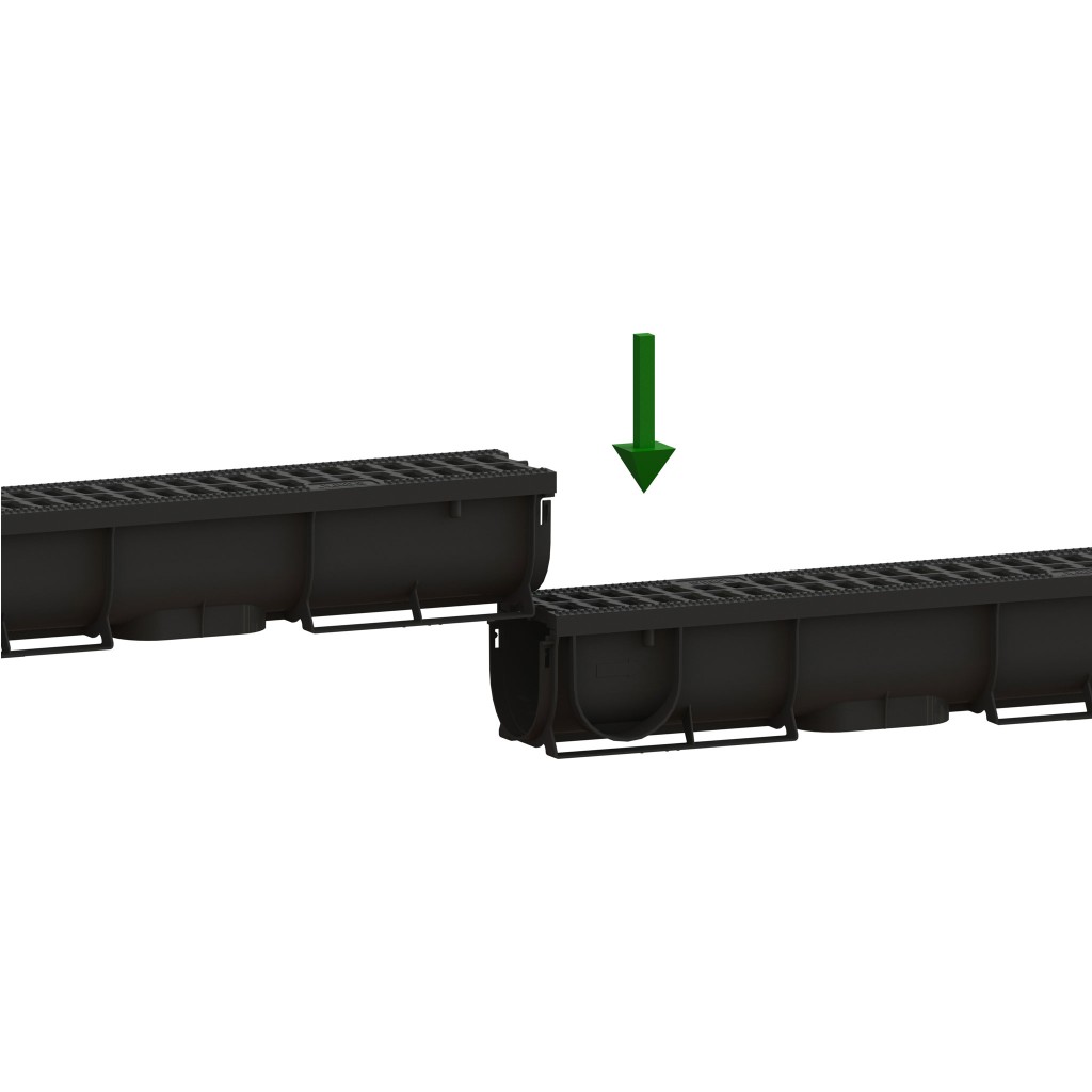 Ereszcsatorna készlet PP EASY 1 LN70 Hext.90 grill PP Fekete A15 1000x90x90 (088081-M)