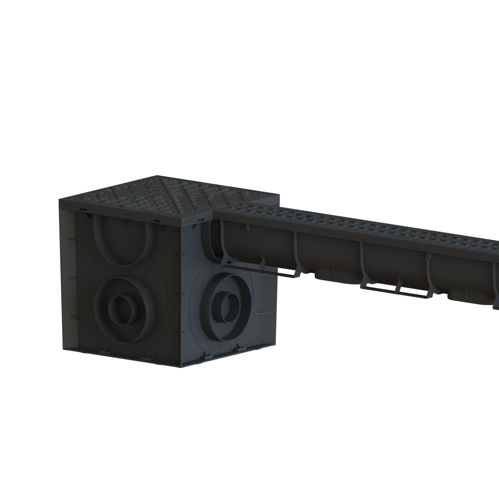 Ereszcsatorna készlet PP EASY 1 LN70 Hext.90 grill PP Fekete A15 1000x90x90 (088081-M)