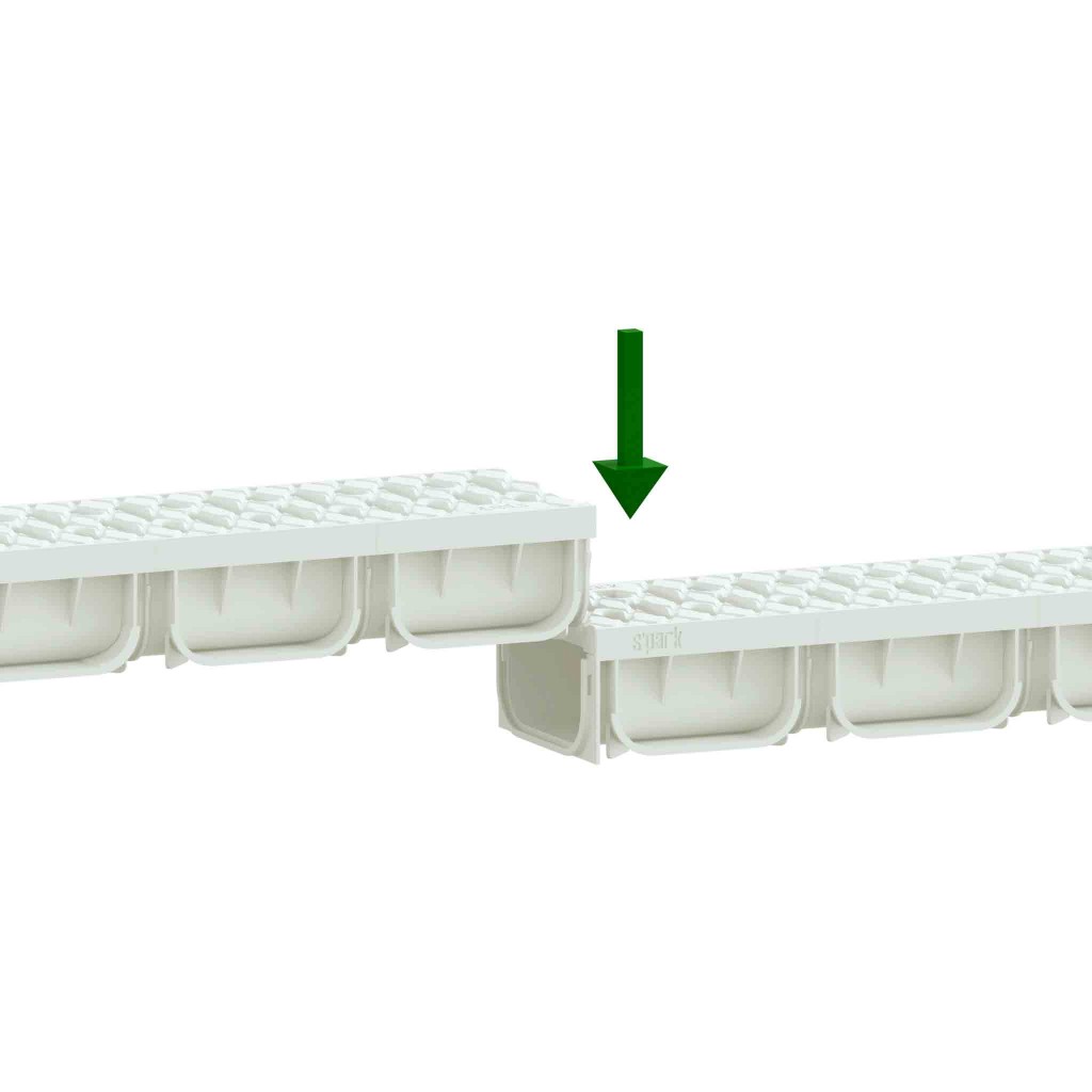 Ereszcsatorna készlet PP EASY 2 LN100 Hext.70 grill PP Fehér A15 1000x125x70 (08818-A)