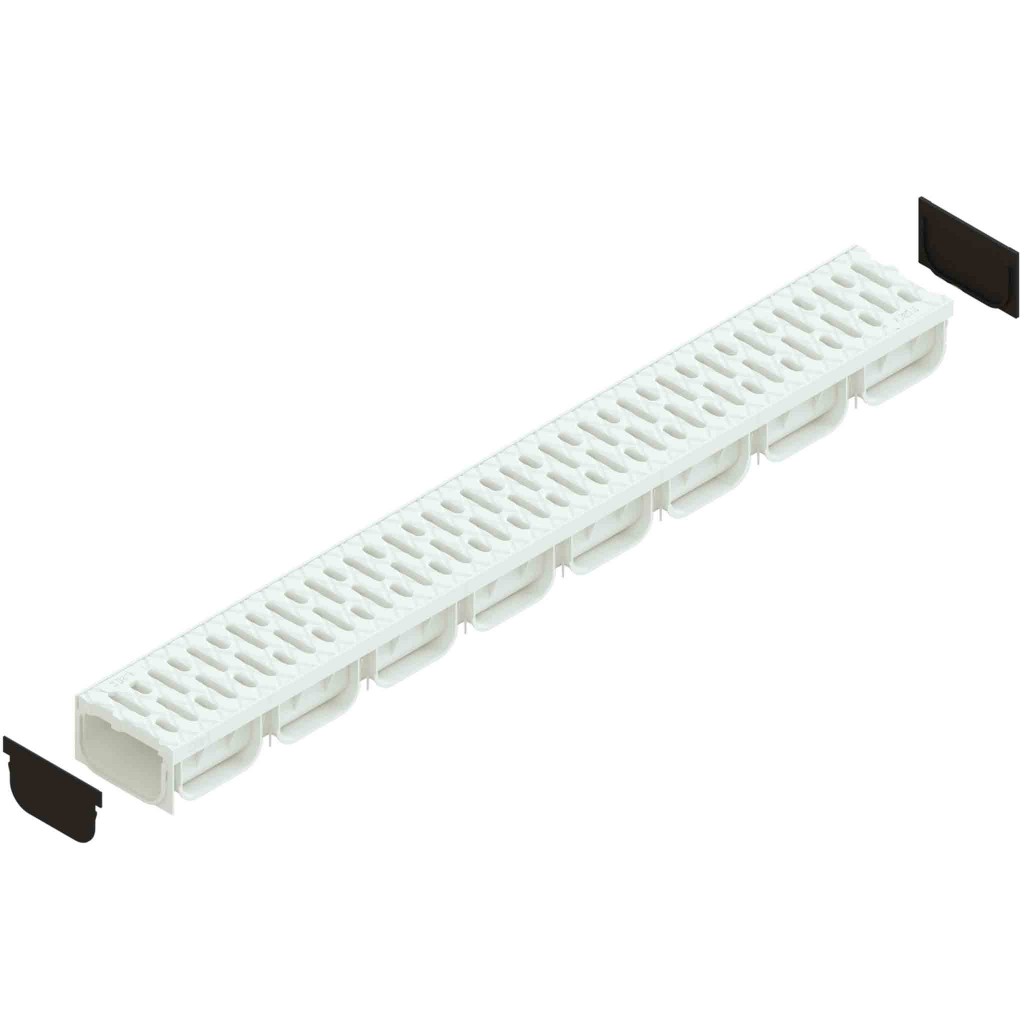 Ereszcsatorna készlet PP EASY 2 LN100 Hext.70 grill PP Fehér A15 1000x125x70 (08818-A)