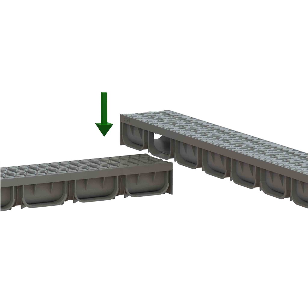 Ereszcsatorna készlet PP EASY 2 LN100 Hext.70 grill PP Sötétszürke A15 1000x125x70 (08818-GI)