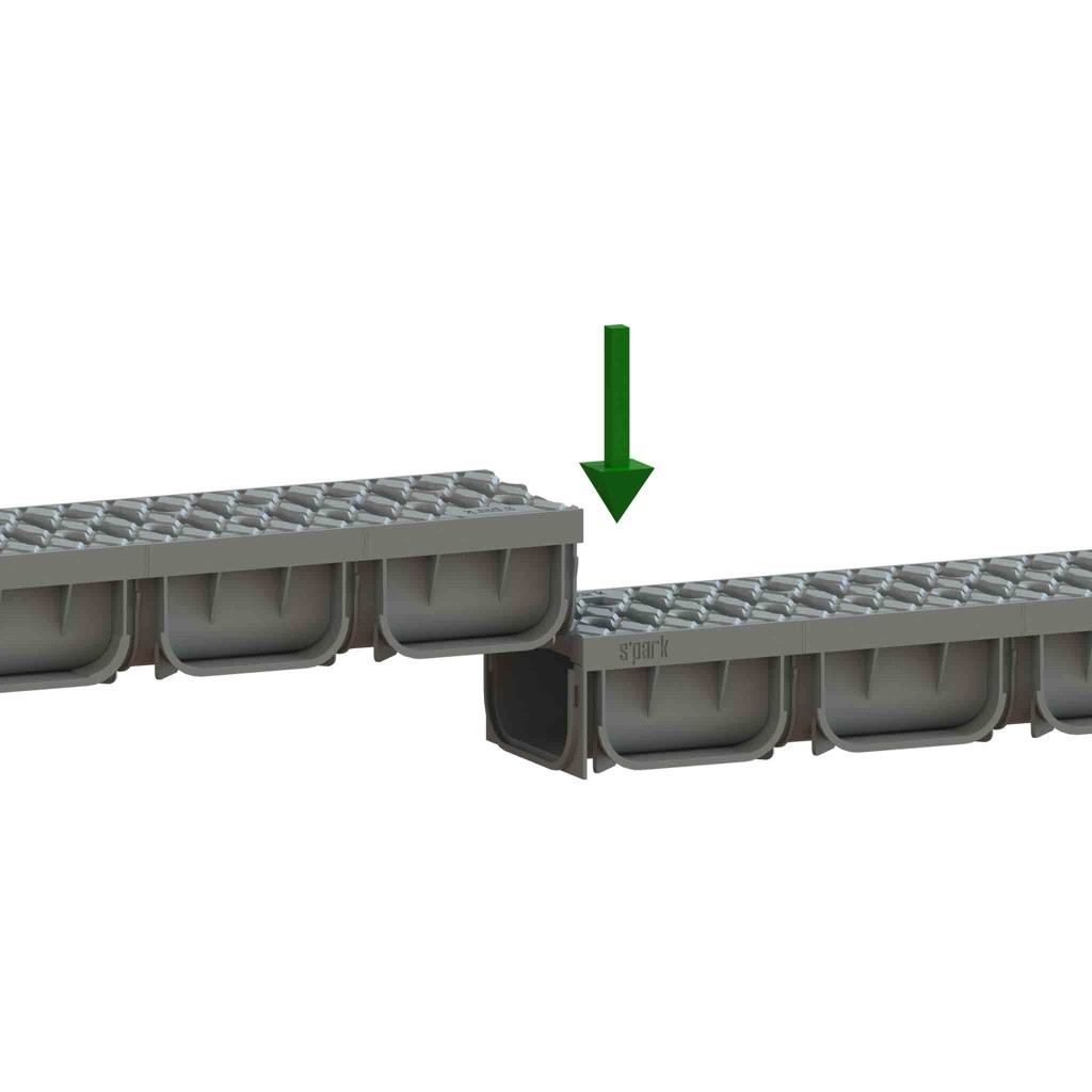 Ereszcsatorna készlet PP EASY 2 LN100 Hext.70 grill PP Sötétszürke A15 1000x125x70 (08818-GI)