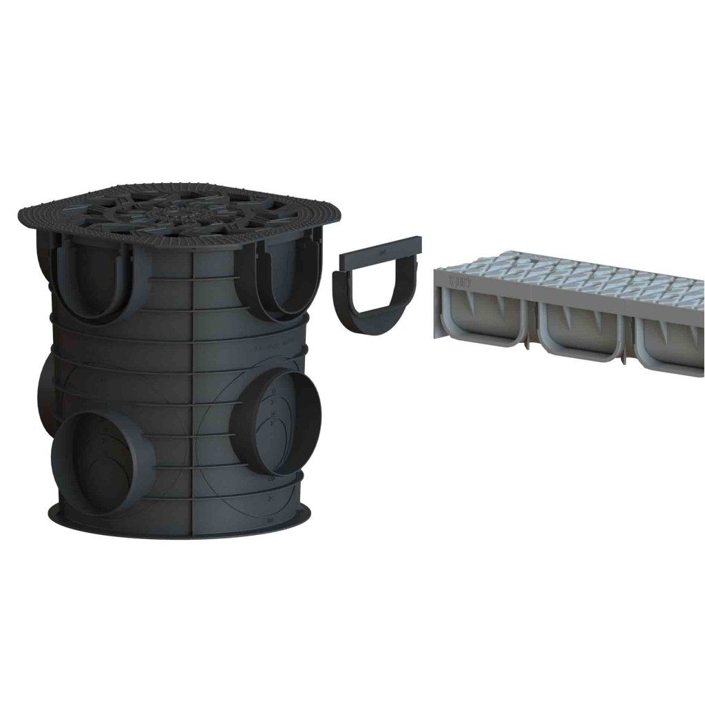 Ereszcsatorna készlet PP EASY 2 LN100 Hext.70 grill PP Sötétszürke A15 1000x125x70 (08818-GI)