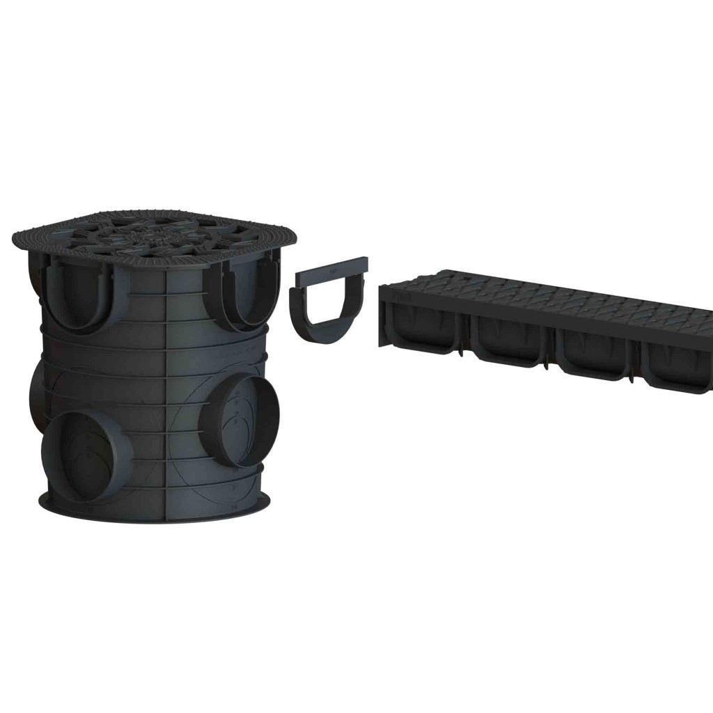 Ereszcsatorna készlet PP EASY 2 LN100 Hext.70 grill PP Fekete A15 1000x125x70 (08818-N)