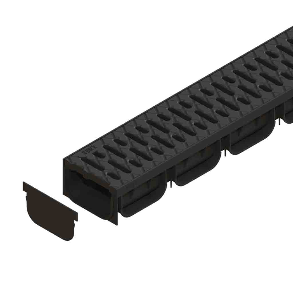 Ereszcsatorna készlet PP EASY 2 LN100 Hext.70 grill PP Fekete A15 1000x125x70 (08818-N)