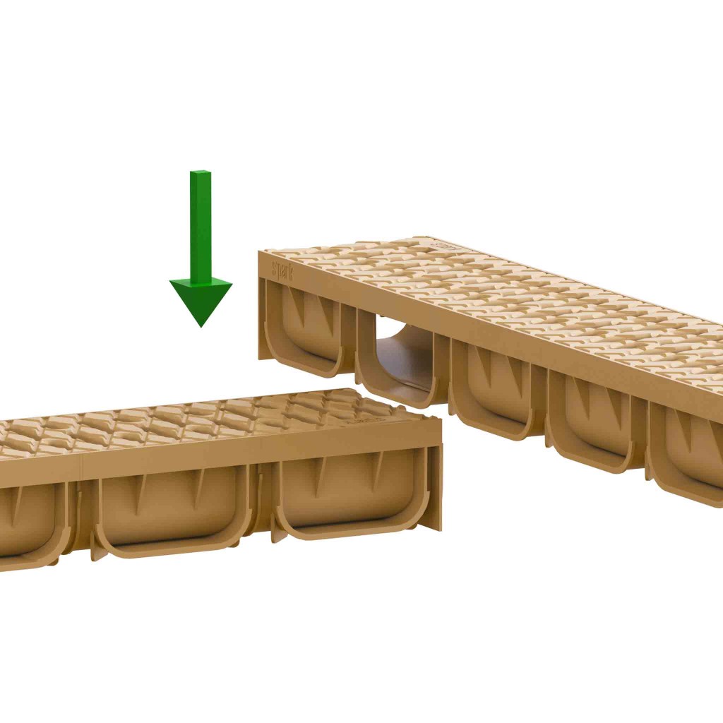 Ereszcsatorna készlet PP EASY 2 LN100 Hext.70 grill PP Sand A15 1000x125x70 (08818-NS)