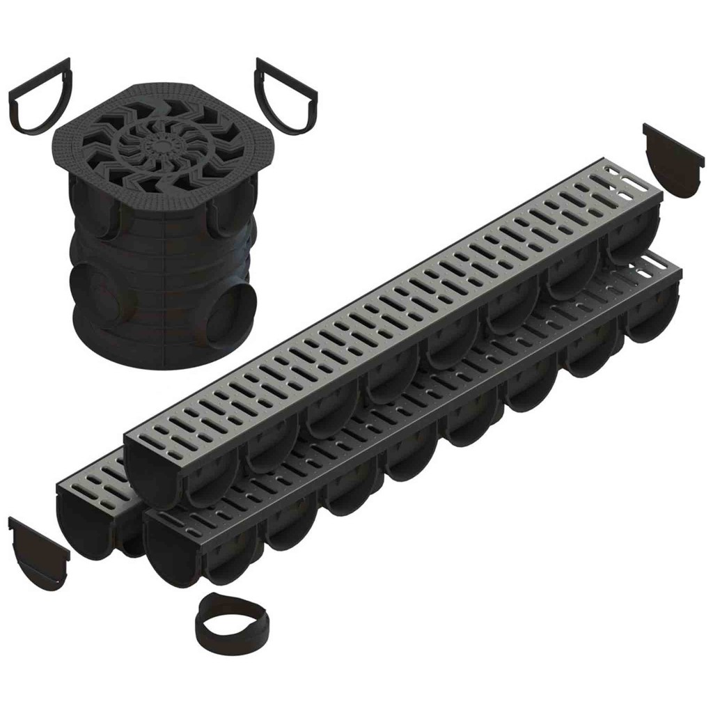 Ereszcsatorna készlet PP EASY 3 LN100 Hext.100 grill OZ A15 1000x125x100 (088201)