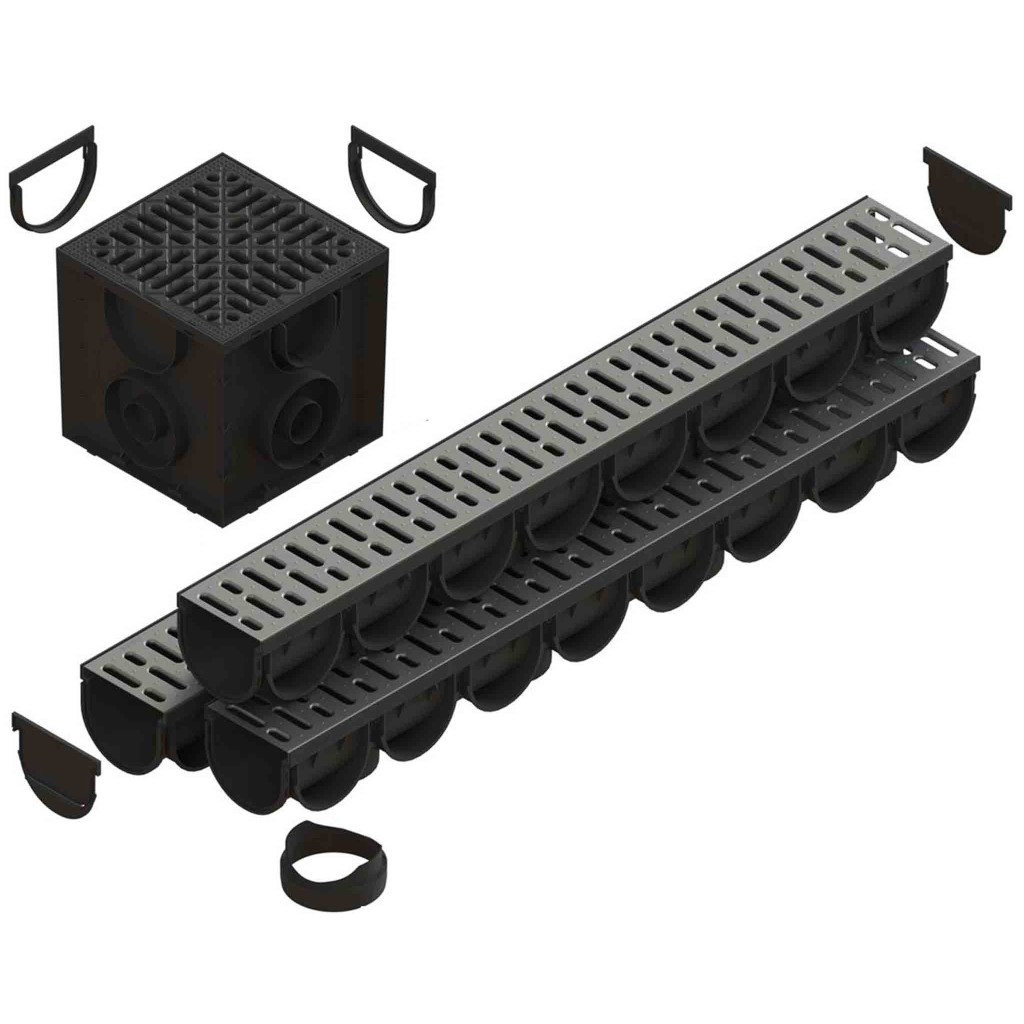 Ereszcsatorna készlet PP EASY 3 LN100 Hext.100 grill OZ A15 1000x125x100 (088201)