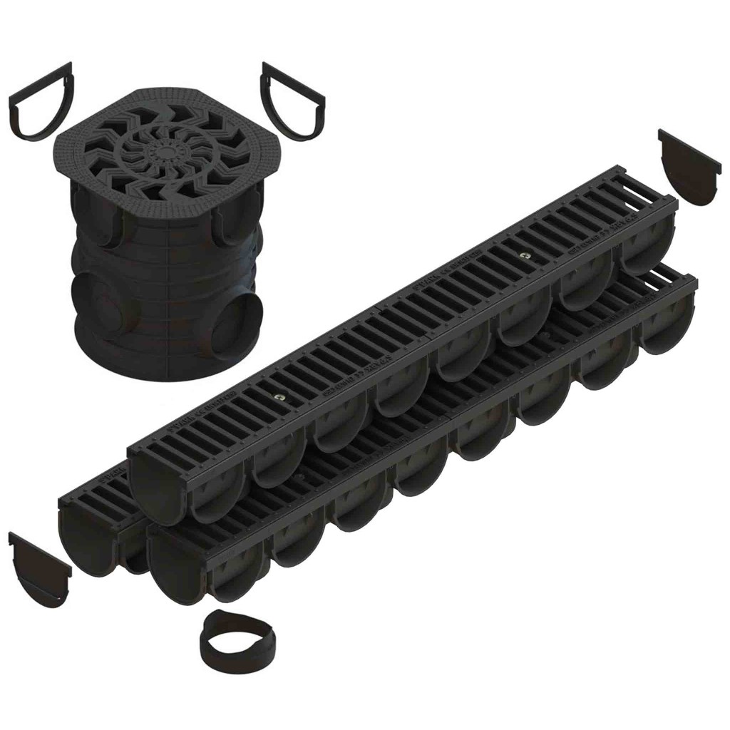 Ereszcsatorna készlet PP EASY 3 LN100 Hext.100 grill FONTA C250 1000x125x100 (0882033)