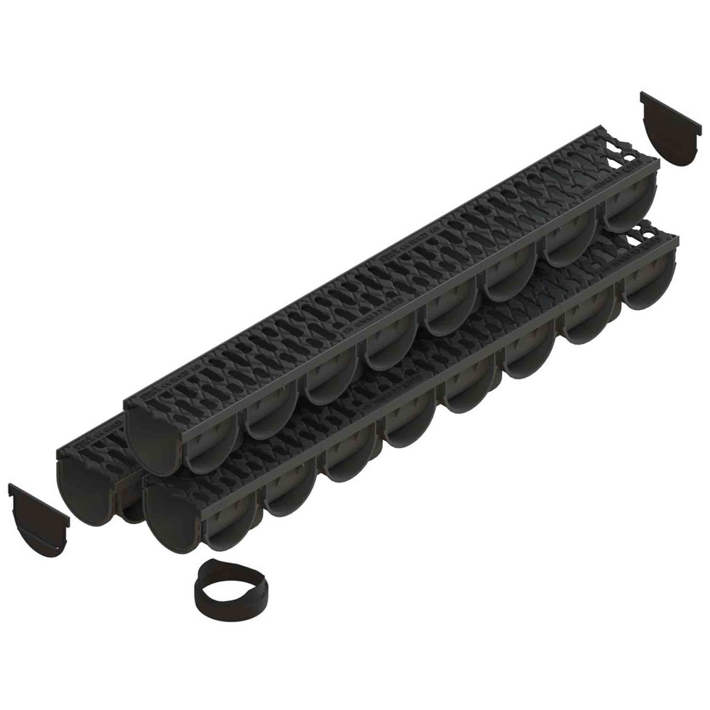 Ereszcsatorna készlet PP EASY 3 LN100 Hext.100 grill öntöttvas A15 1000x125x100 (088203)