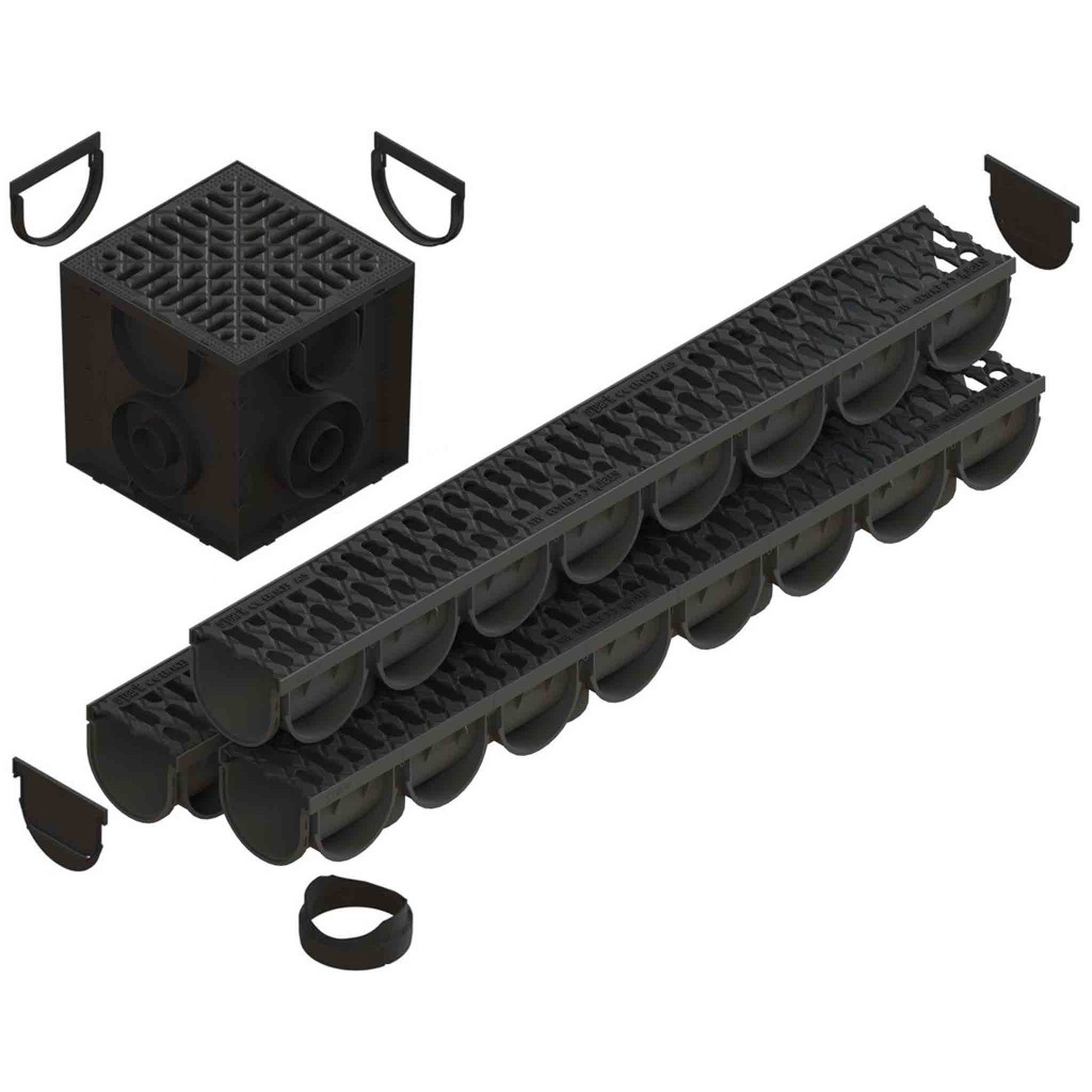 Ereszcsatorna készlet PP EASY 3 LN100 Hext.100 grill öntöttvas A15 1000x125x100 (088203)