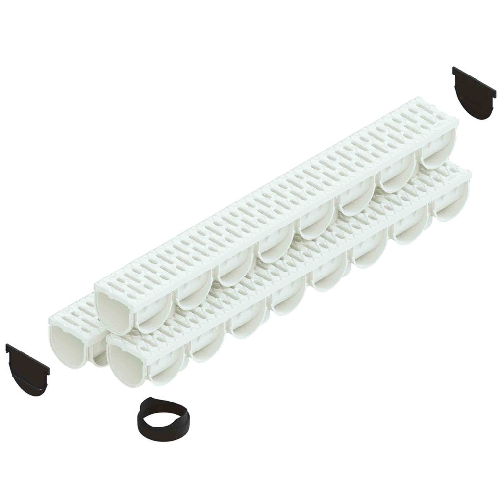 Ereszcsatorna készlet PP EASY 3 LN100 Hext.100 grill PP Fehér A15 1000x125x100 (088208-A)