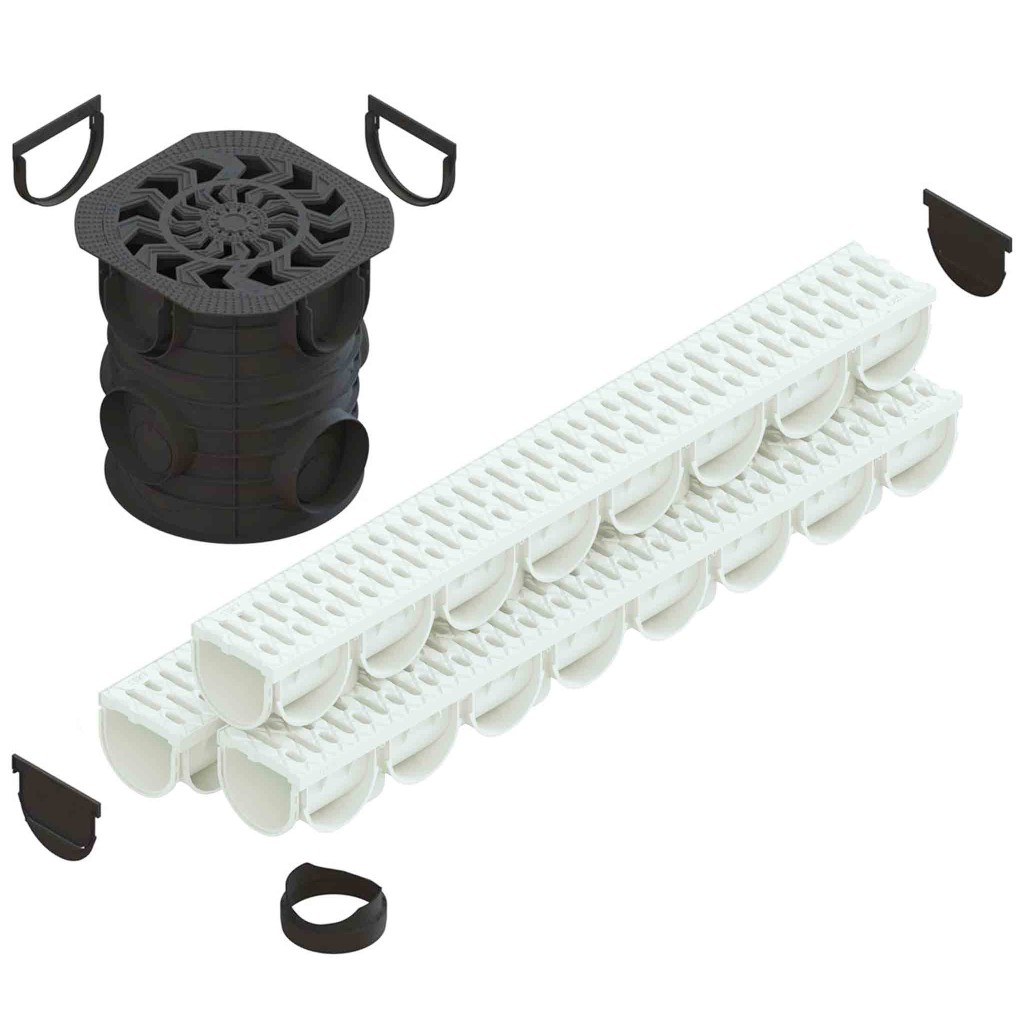 Ereszcsatorna készlet PP EASY 3 LN100 Hext.100 grill PP Fehér A15 1000x125x100 (088208-A)