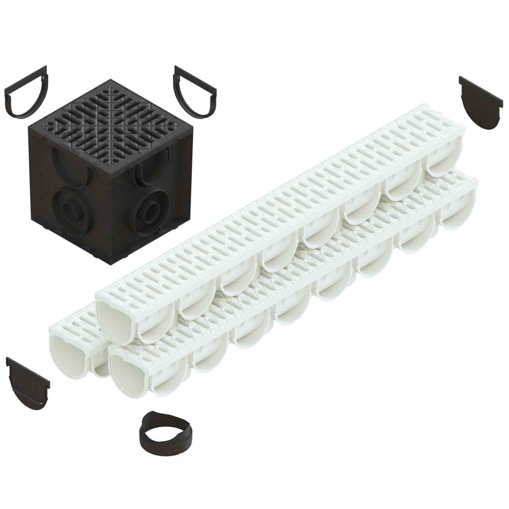 Ereszcsatorna készlet PP EASY 3 LN100 Hext.100 grill PP Fehér A15 1000x125x100 (088208-A)