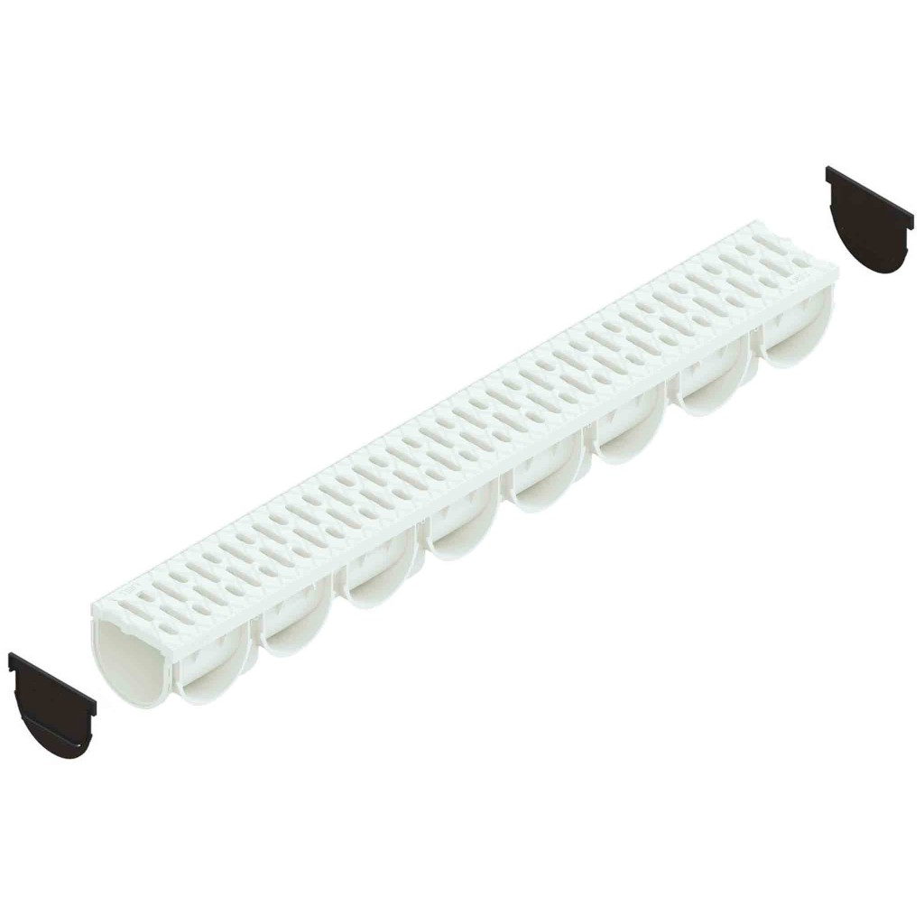 Ereszcsatorna készlet PP EASY 3 LN100 Hext.100 grill PP Fehér A15 1000x125x100 (088208-A)
