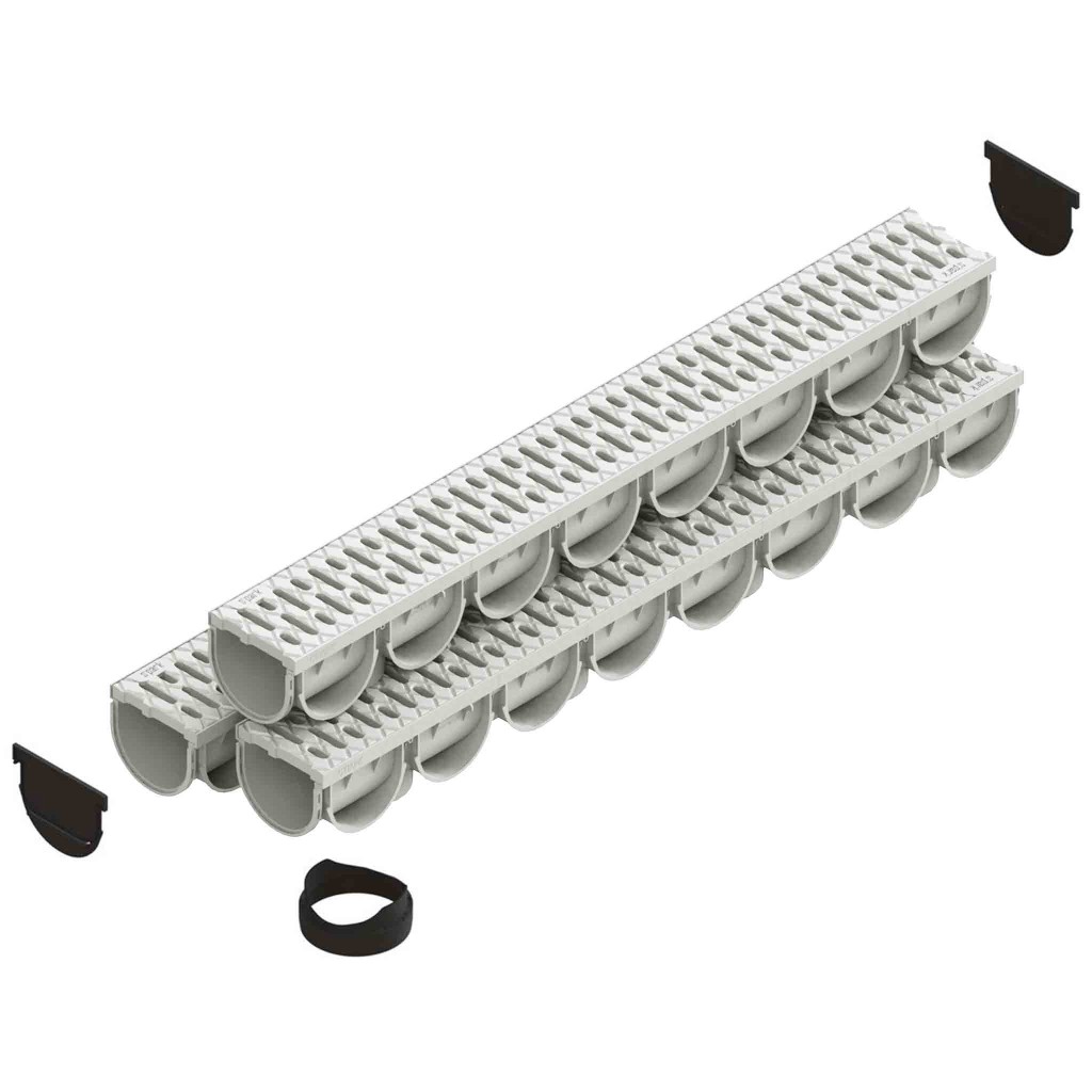 Ereszcsatorna készlet PP EASY 3 LN100 Hext.100 grill PP Szürke A15 1000x125x100 (088208-G)