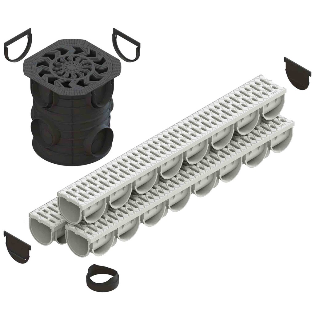 Ereszcsatorna készlet PP EASY 3 LN100 Hext.100 grill PP Szürke A15 1000x125x100 (088208-G)