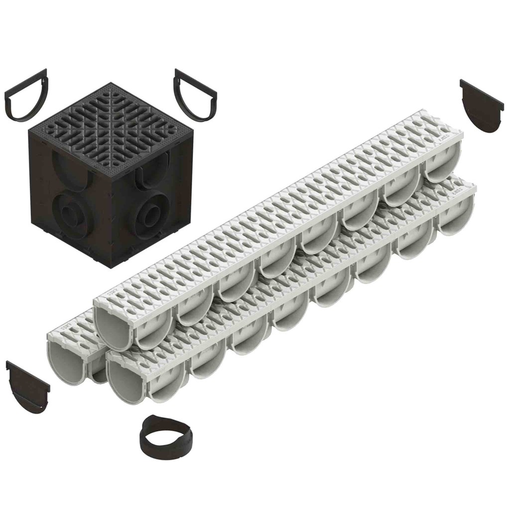 Ereszcsatorna készlet PP EASY 3 LN100 Hext.100 grill PP Szürke A15 1000x125x100 (088208-G)