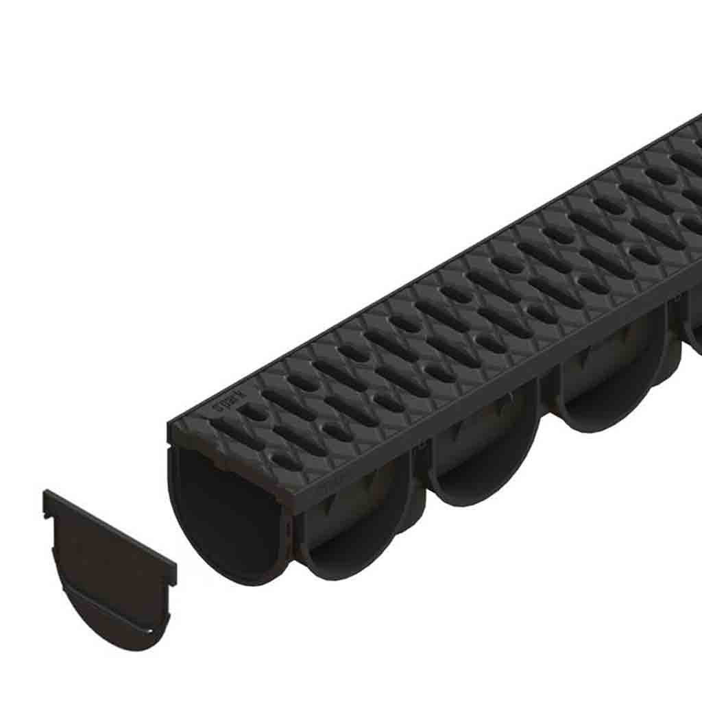 Ereszcsatorna készlet PP EASY 3 LN100 Hext.100 grill PP Fekete A15 1000x125x100 (088208)