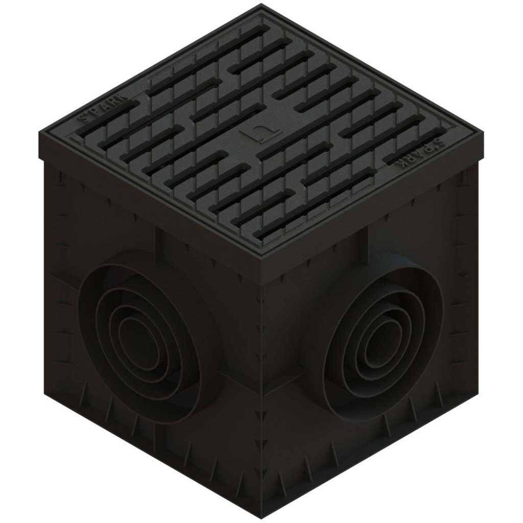 Kandallókészlet PP BASE négyzet Fekete szifonfalakkal, kosárral, grillezővel, FONTA EASY B125 300x300 (0837038301)