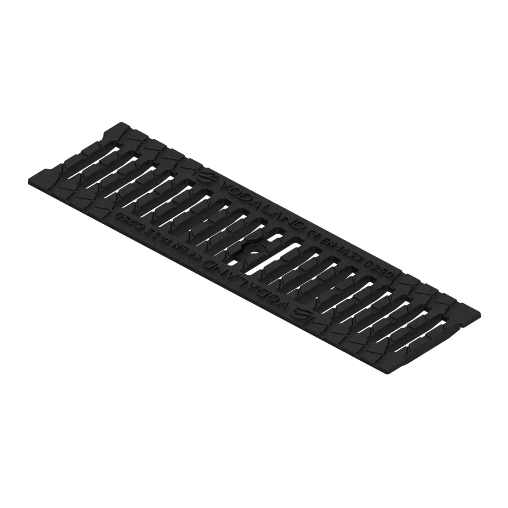 PP ALAP LN100 Hext.80 ereszcsatorna-készlet védő ÖNTÖTTVAS rács (csúszásgátló) C250 1000x156x80 (080080203034)