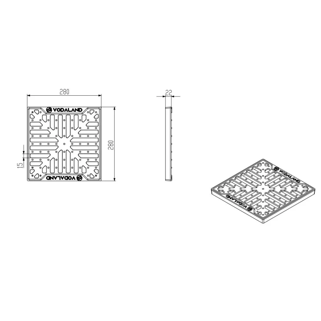 Öntöttvas talpú FULGA rács négyzet alakú kandallóhoz A15 300x300 (3334-K)