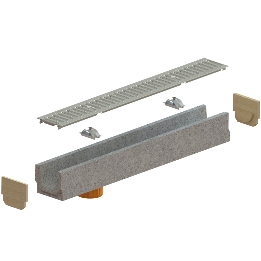 Lefolyókészlet FB BASE LN100 Hext.125 grill OZ A15 függőleges kimenet 1000x140x125 (040000920101)