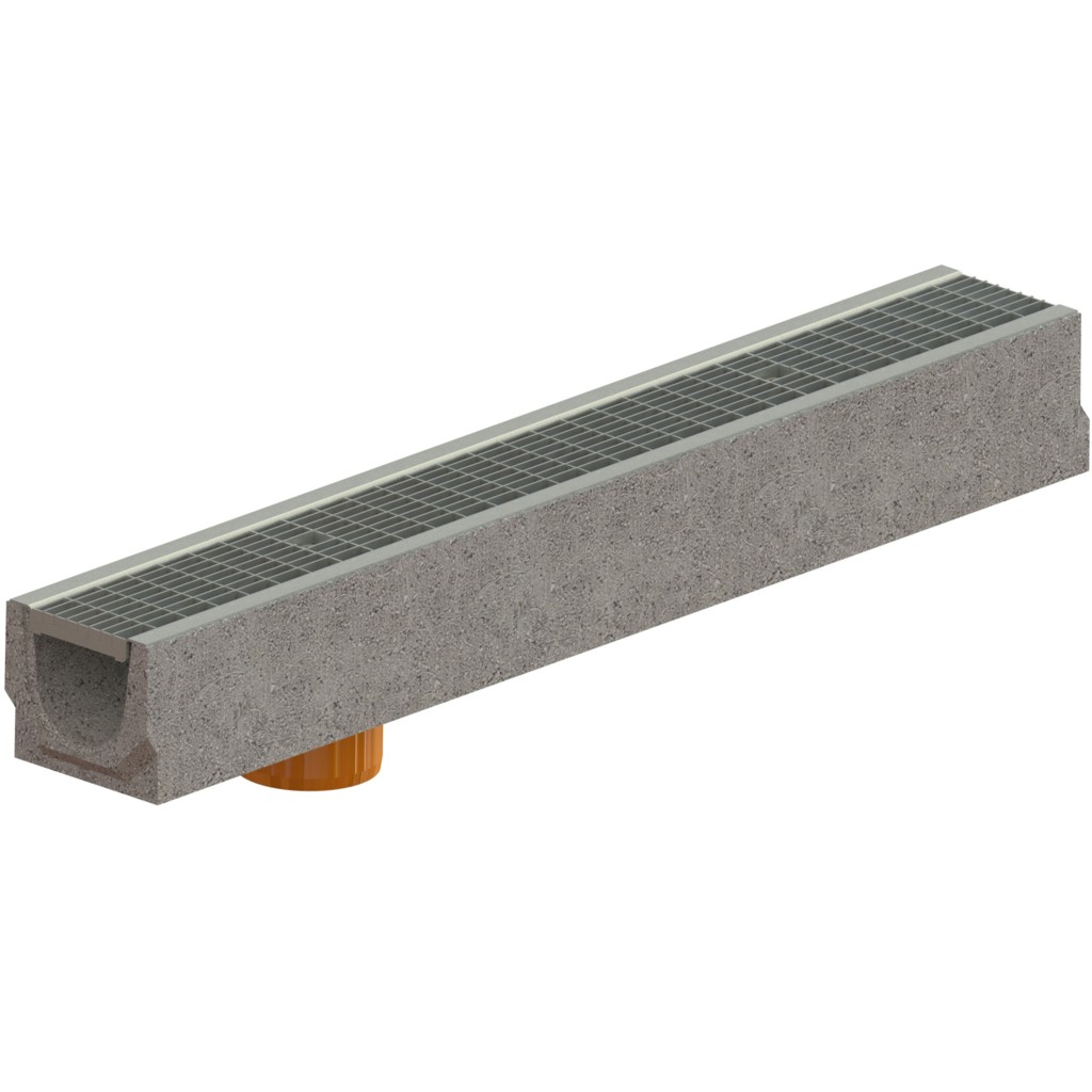 Lefolyókészlet FB BASE LN100 Hext.125 grill OZ ütközésgátló rács B125 függőleges kimenet 1000x140x125 (04000092020)