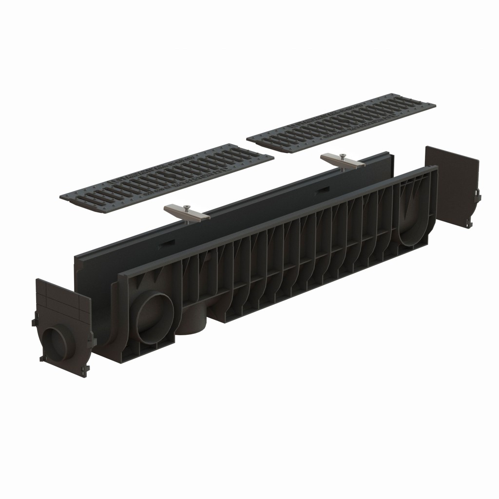 Ereszcsatorna készlet PP BASE LN100 Hext.200 grill klasszikus öntöttvas C250 1000x160x200 (08040203031)