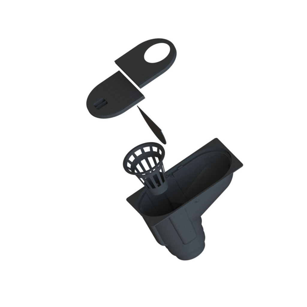 Kandallókészlet PP EASY lefolyócső 303x164x208 fekete D.Gutter 75/90/110/125 D.out110 Vertical A15 (817009-N)