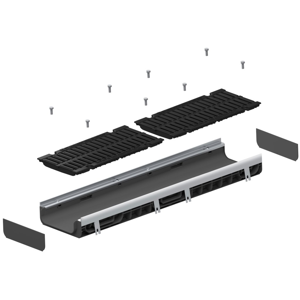 Ereszcsatorna készlet PP PRO LN200 Hext.97 élek OZ grill öntöttvas D400 1000x260x97 (085134)