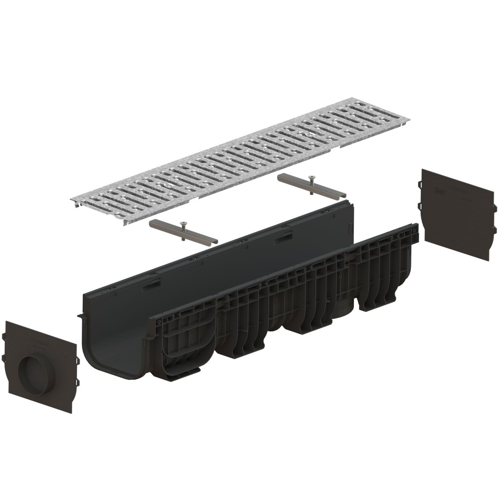 Ereszcsatorna készlet PP BASE LN200 Hext.200 grill OZ A15 1000x256x200 (085402510)