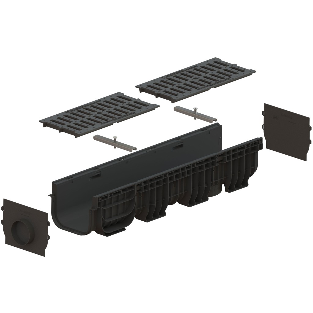 Ereszcsatorna készlet PP BASE LN200 Hext.200 classic öntöttvas rács C250 1000x260x200 (0854025303)