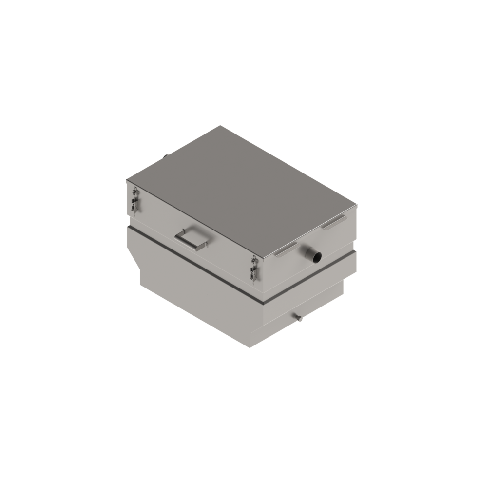 ROZSDAMENTES INOX zsírleválasztó négyzet Dout.50, 0,5 l/s tömítés és zárórendszer CE (SGI05)