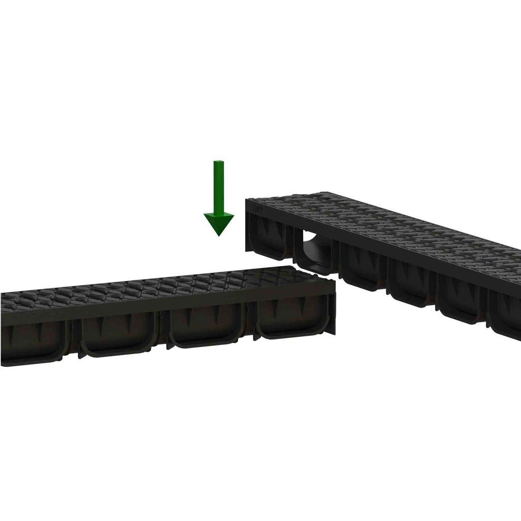 Ereszcsatorna készlet PP EASY 2 LN100 Hext.70 grill PP Fekete A15 1000x125x70 (08818-N)