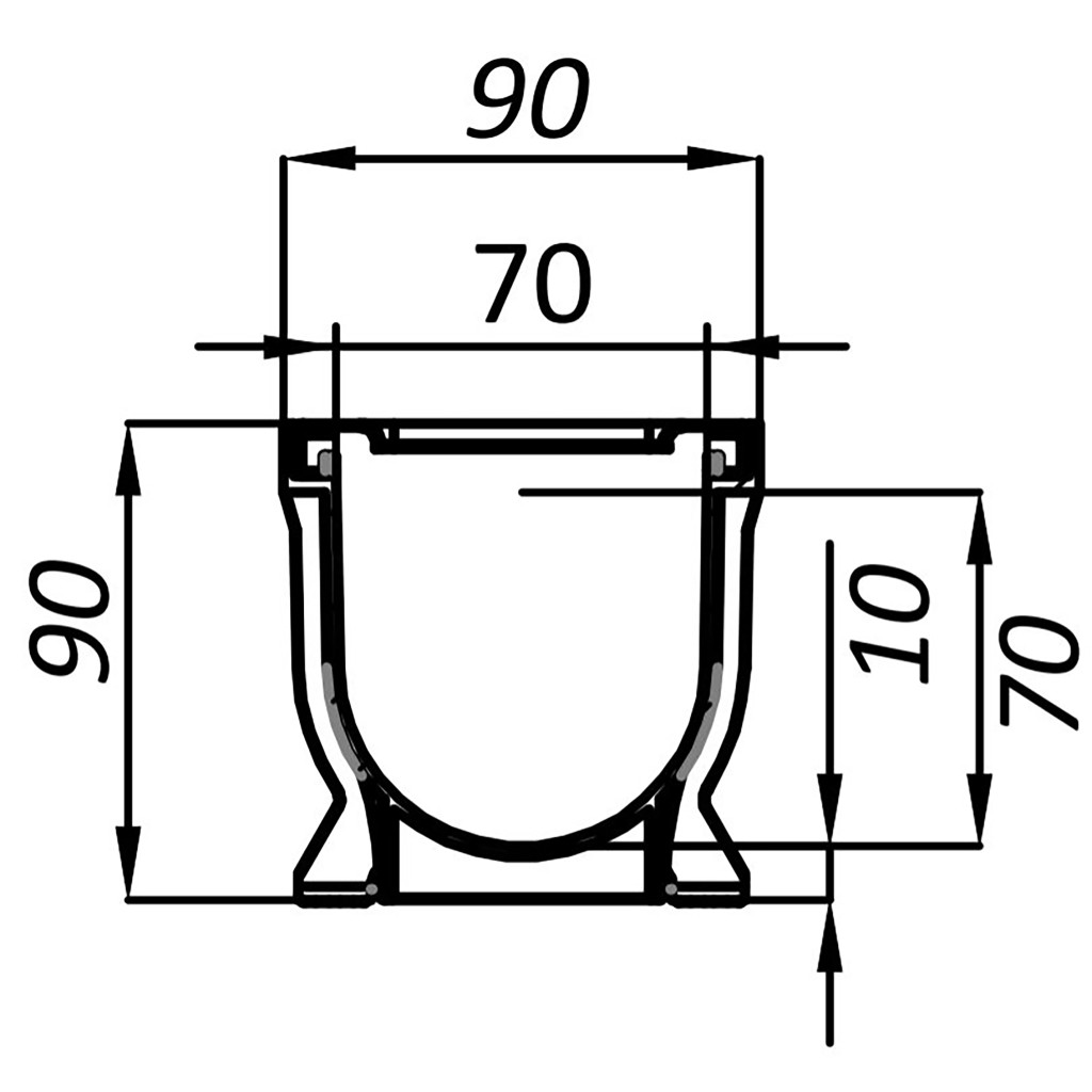 Ereszcsatorna készlet PP EASY 1 LN70 Hext.90 grill PP Fekete A15 1000x90x90 (088081-M)