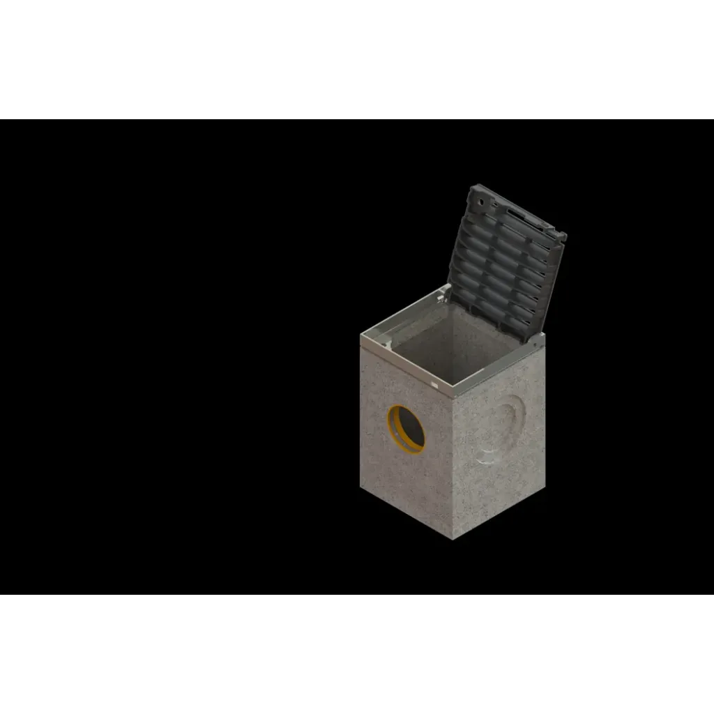 FB PRO lefolyó kivezető készlet élei OZ rács öntöttvas D400 280x280x400 DN110/160 levélvédő kosárral (045772084-K)