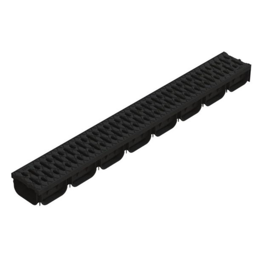 Ereszcsatorna készlet PP EASY 2 LN100 Hext.70 grill PP Fekete A15 1000x125x70 (08818-N)