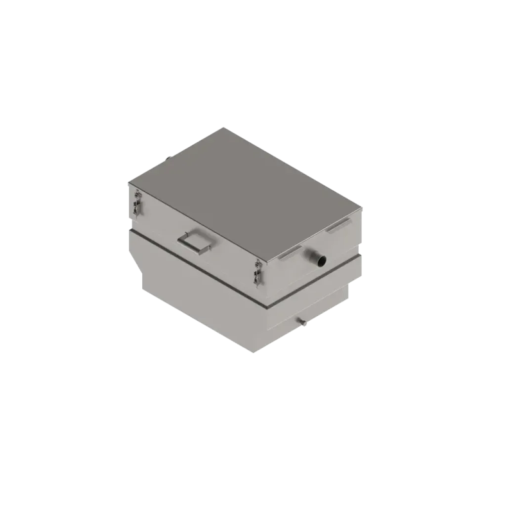 ROZSDAMENTES INOX zsírleválasztó négyzet Dout.50, 0,5 l/s tömítés és zárórendszer CE (SGI05)