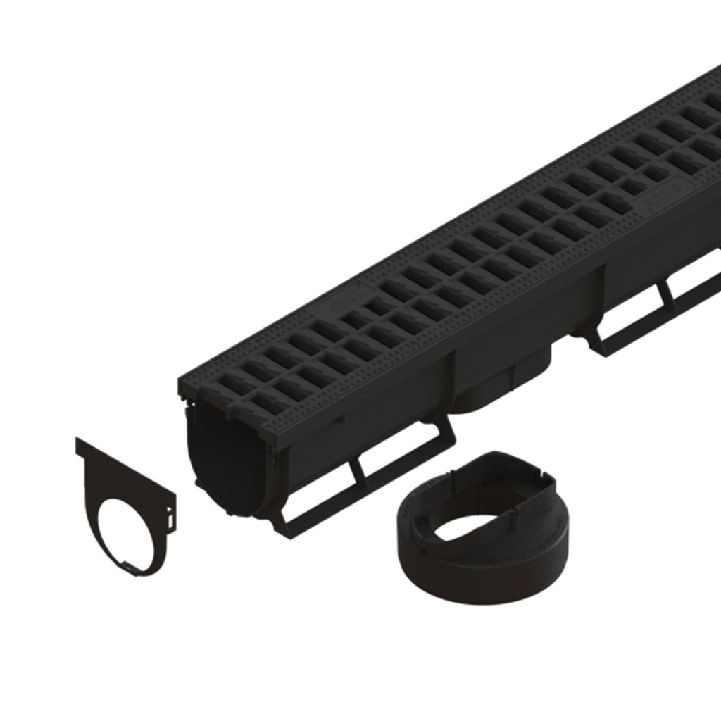 Ereszcsatorna készlet PP EASY 1 LN70 Hext.90 grill PP Fekete A15 1000x90x90 (088081-M)