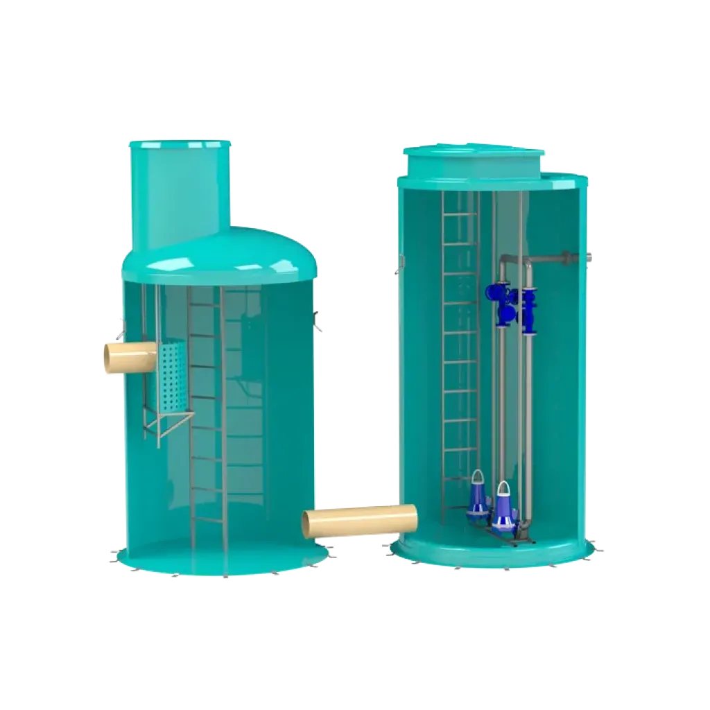 Modell Dekanterkamra és szivattyúállomás GRP PBase hidraulikus telepítési szivattyúk telepítése nedves helyiségben (CDCSPC-Model-PS)