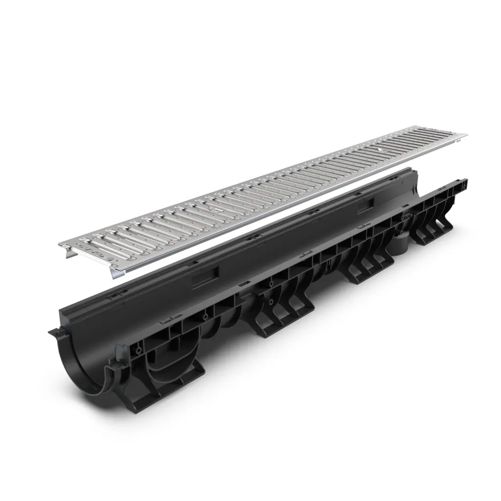 Ereszcsatorna-készlet PP ALAP LN100 Hext.120 rács OZ A15 1000x156x120 (08012020101)