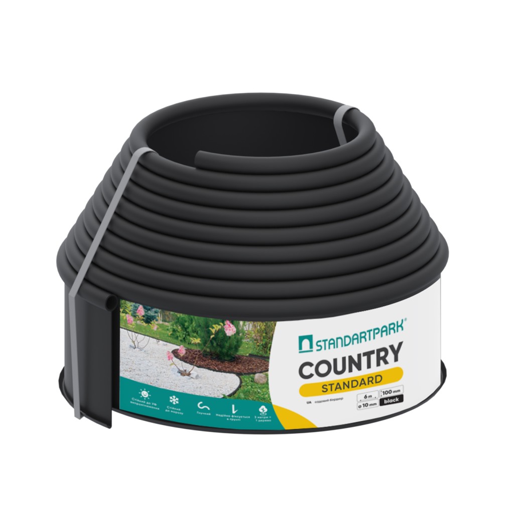 Gyepleválasztó PP TERRA COUNTRY LINE Fekete H10 cm x D6 m (82952/6-N)