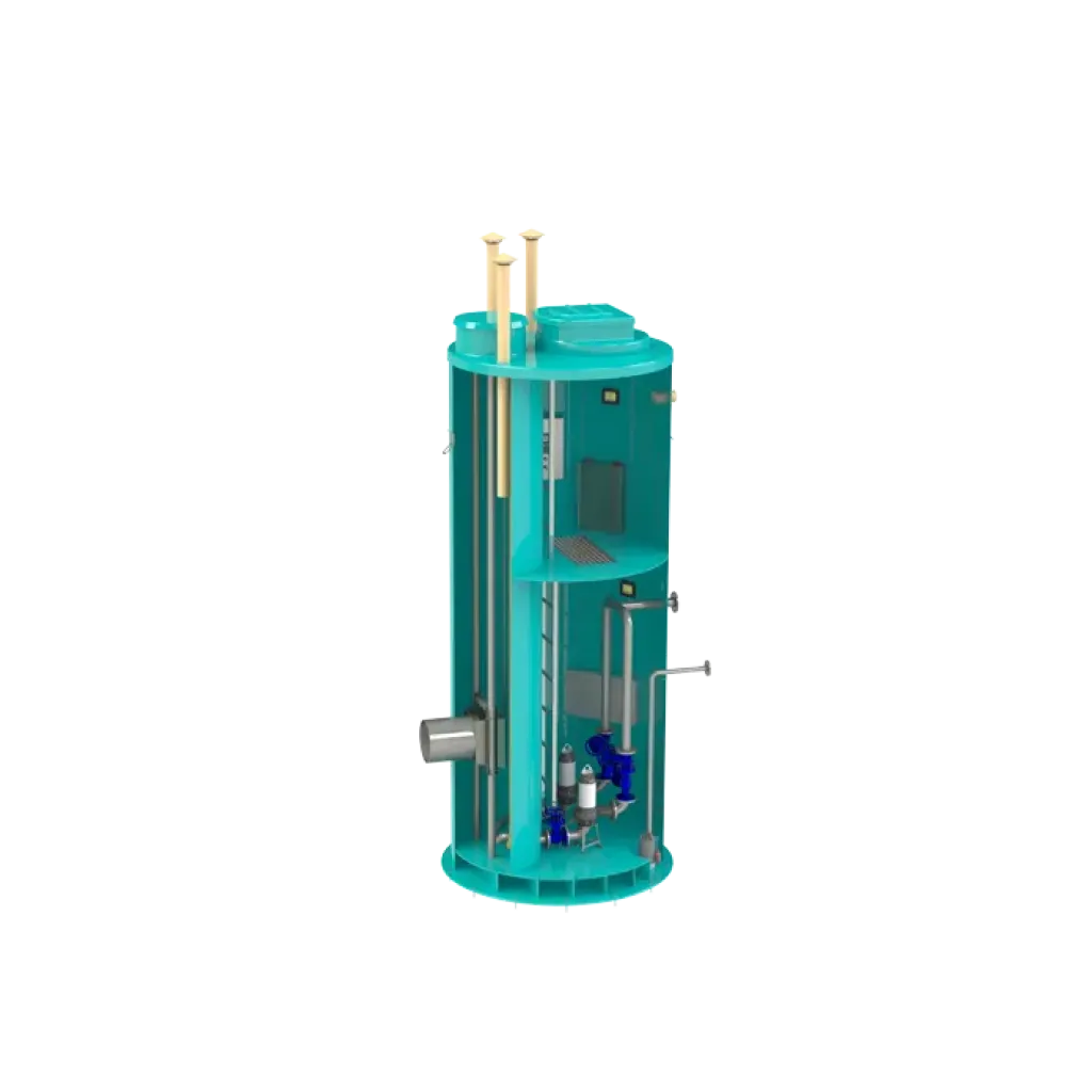 Modell Camin szivattyúállomás GRP PBase hidraulikus telepítésű szivattyúk telepítése száraz helyiségben (CSPV-Model-PU)